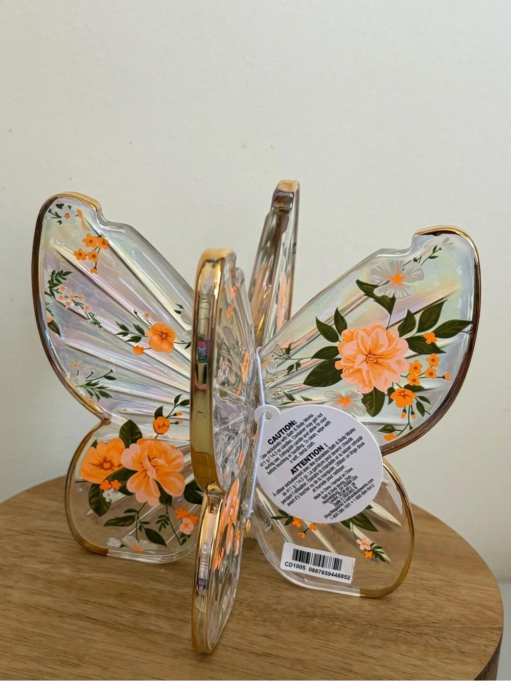 Bath & Body Works Glass Butterfly Pedestal 3-Wick Candle Holder